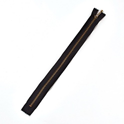 Black Garment Accessories, Nylon Closed-end Zipper, with Metal Zipper Puller, Zip-fastener Component, Antique Bronze, Black, 10x2.8x0.2cm