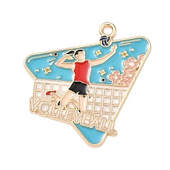 Volleyball Подвески из спортивного сплава с эмалью, золотые, волейбол, 29.5x30.5x1.5 мм, отверстие : 2 мм