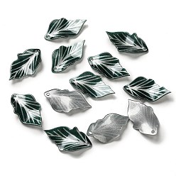 чирок Акриловые подвески, лист, зелено-синие, 29~31x16~17x1~3 мм, отверстие : 1.6~1.8 мм