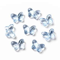 Синий Стеклянные бусины из прозрачной краски для запекания, бабочка, синие, 10x14x5.5 мм, отверстие : 1 мм