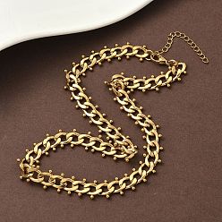 Золотой 304 ожерелья из кубинской цепочки с шариками и кисточками из нержавеющей стали, ионное покрытие (ip), золотые, 14.76 дюйм (37.5 см)