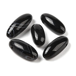 Полуночно-синий Бусины из натурального агата (окрашенные и нагретые), овальные, Топ пробуренной, темно-синий, 24.5~42x10.5~14.5x8.5~13.5 мм, отверстие : 2 мм