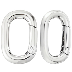 Нержавеющая Сталь Цвет 2шт 316 Кольца пружинные затворные из нержавеющей стали, овальные, цвет нержавеющей стали, 20x13x3 мм