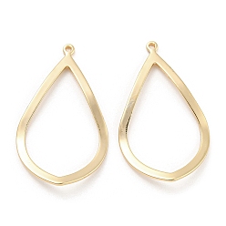 Настоящее золото 18K Латунные подвески, без кадмия, без никеля и без свинца, очарование слезы, реальный 18 k позолоченный, 32x18.5x1.5 мм, отверстие : 1 мм