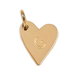 Letter G 304 прелести нержавеющей стали, с прыжковых колец, сердце с подвесками в виде букв, золотые, Буква G, 10x8.5x1.5 мм, отверстие : 4x2.5 мм