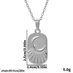 Серебро 304 Женские ожерелья из нержавеющей стали с подвеской в виде прямоугольника и луны, серебряные, 17.72 дюйм (45 см)
