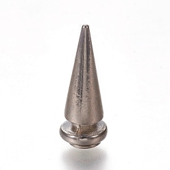 Platinum Zinc Alloy Studs Rivets, Screw Back, For DIY Leather Craft, Cone, Platinum, Rivet: 25x9.5mm, Screw: 6x2.8mm