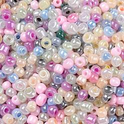 Pearl Pink Opaque Colours Luster Glass Seed Beads, Round Hole, Round, Pearl Pink, 2.5~3.5x1.5~2.5mm, Hole: 1mm, about 13235Pcs/pound