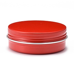 Red 60ml Round Aluminium Tin Cans, Aluminium Jar, Storage Containers for Cosmetic, Candles, Candies, with Screw Top Lid, Red, 7.1x2.5cm, capacity: 60ml