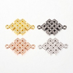 Mixed Color Chinese Knot Connector Brass Micro Pave Cubic Zirconia Links, Mixed Color, 13.5x23x2.5mm, Hole: 1.8mm
