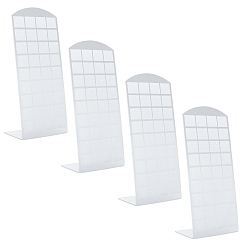 Белый Акриловая рамка дисплея серьги, прямоугольник, 72-луночное, белые, 46x88x90 мм, отверстие : 0.5 мм