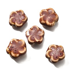 Tierra de siena Cuentas de porcelana hechas a mano, flor, tierra de siena, 14.5x15x6.5 mm, agujero: 2 mm