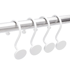 White 2Bags Iron Shower Curtain Hook for Bathroom, White, 54mm, 12pcs/bag