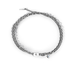 Scorpio Men's Constellation Stainless Steel Necklace, Cable & Curb Chains Double Layer Necklace, Scorpio, 20.08~31.50 inch(51~80cm)