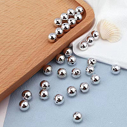 Silver Christmas Beads Plastic Beads, UV Plating, Round Ball, Silver, 6mm, 200pcs/bag
