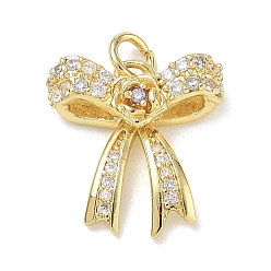 Golden Brass with Crystal Rhinestone Pendants, Bowknot Charms, Golden, 17x16x4.5mm, Hole: 3mm