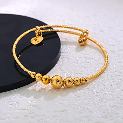 Настоящее золото 18K Регулируемые латунные браслеты с подвесками для женщин, сердце и колокольчик, реальный 18 k позолоченный, внутренний диаметр: 2-3/8 дюйм (6 см)