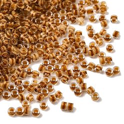 Темно-Золотистый Цилиндрические стеклянные бусины, прозрачные цвета внутри, темные золотарник, 2.5x1.8 мм, отверстие : 2 мм, Около 2700 шт / 450 г
