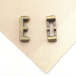 Letter E Тибетский стиль сплава Silde амулеты, Письмо ~ Z, античная бронза, Письмо E, 11x5x4 мм, отверстие : 7x2 мм