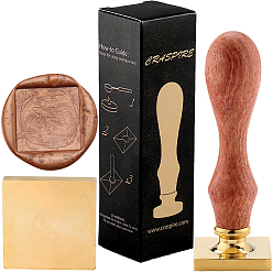 Квадрат 1ПК пустая восковая печать латунная головка штампа, без гравировки логотипа, для сургучной печати, с деревянной ручкой из поликарбоната, квадратный, головка штампа: 1 мм, отверстие : 30x30x14 мм