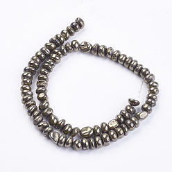 Pyrite Natural Pyrite Bead Strands, Nuggets, 7~8x3~8mm, Hole: 1mm, about 82pcs/strand, 15.3~15.7 inch