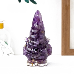 Аметист Украшение для витрины из смоляного гнома, с кусочками натурального аметиста внутри статуй для украшения домашнего офиса, 77x48 мм