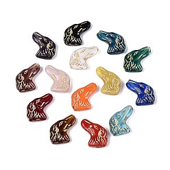 (52) Непрозрачная лаванда Стеклянные бусины, собака, золотой металл обвитыми, разноцветные, 19~19.5x13x4~5 мм, отверстие : 1~1.2 мм