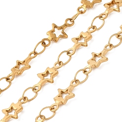 Золотой Ионное покрытие (ip) 304 звенья цепи из нержавеющей стали, с катушкой, звезда, пайки, золотые, 10x4.5x1 мм, около 32.8 футов (10 м) / рулон