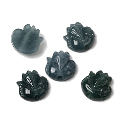 Бирманский Нефрит Резные бусины из натурального жадеита, Девятихвостый лис, 15~15.5x15~15.5x5~5.5 мм, отверстие : 2.6 мм