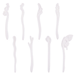 Белый Шпилька сделай сам силиконовые формы, формы для литья смолы, для уф-смолы, изготовление ювелирных изделий из эпоксидной смолы, заколки для волос, белые, 18.1~18.6x1.8~6x0.7~1.1 см, 8шт / комплект