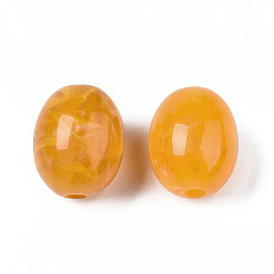 Orange Acrylic Beads, Imitation Gemstone Style, Barrel, Orange, 13x10mm, Hole: 2mm, about 550pcs/500g