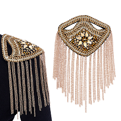 Золотой 2шт. латунные и стеклянные погоны с кисточками, с железной фурнитурой, золотые, 215x115x5 мм