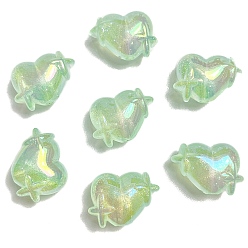 Светло-зеленый 10 шт. светящиеся акриловые бусины с УФ-покрытием, светится в темноте, сердце, светло-зеленый, 14x20 мм
