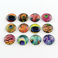 (52) Непрозрачная лаванда Половина раунд / купол перо шаблон стекло Flatback кабошоны для поделок проектов, цвет перьев, 12x4 мм