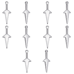 Нержавеющая Сталь Цвет 304 подвески из нержавеющей стали, кинжал, цвет нержавеющей стали, 20x7.5x2 мм, отверстие : 1 мм, 10 шт / коробка