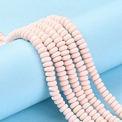 Bisque Handmade Polymer Clay Beads Strands, for DIY Jewelry Crafts Supplies, Flat Round, Bisque, 6~7x3mm, Hole: 1.5mm, about 113~116pcs/strand, 15.55 inch~16.14 inch(39.5~41cm)
