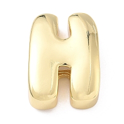 Letter H Латунные бусины с инициалами, реальный 18 k позолоченный, долговечный, стойки покрытие, без свинца и без кадмия, Письмо ч, 21x15.5x7 мм, отверстие : 8.5x4.5 мм