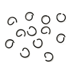 Черный 304 кольца прыжок из нержавеющей стали, круглые кольца, открытые кольца прыжок, чёрные, 8x1 мм, внутренний диаметр: 6 мм