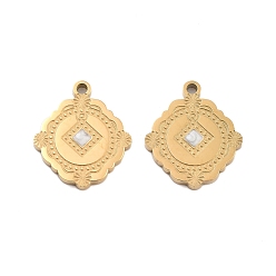 Золотой Ионное покрытие (ip) 304 подвески из нержавеющей стали с эмалью, ромбовидный шарм, золотые, 16x13.5x1.5 мм, отверстие : 1.4 мм