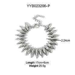 Нержавеющая Сталь Цвет 304 браслеты-цепочки из нержавеющей стали для женщин, элегантные ювелирные аксессуары, цвет нержавеющей стали, 6-3/4 дюйм (17 см)