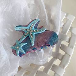 Бирюза Акриловые коготь заколки, морская звезда, аксессуары для волос для женщин и девочек, бирюзовые, 87x50 мм