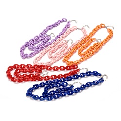 Mixed Color Jewelry Sets, Including Acrylic Cable Chain Necklaces & Bracelets, with Iron Chain Extender & Zinc Alloy Lobster Claw Clasps, Mixed Color, 52.5cm, 21cm, 14mm