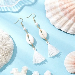 Золотой 304 серьги с подвесками из ракушки из нержавеющей стали, золотые, 100x30 мм