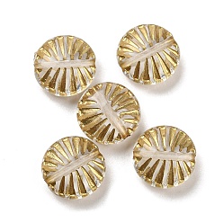 Clear Plating Transparent Acrylic Beads, Golden Metal Enlaced, Flat Round, Clear, 12.5x6mm, Hole: 1.4mm, 980pcs/500g
