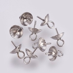Нержавеющая Сталь Цвет Устойчивые к потускнению 201 подвески из нержавеющей стали с прищепками, за половину пробурено бисера, с 201 штифта из нержавеющей стали, цвет нержавеющей стали, лоток : 5.5 мм, 8x6 мм, отверстие : 1.5 мм, штифты : 0.7 мм