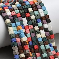 (52) Непрозрачная лаванда Синтетические бусины из лавы, окрашенные, кубические, разноцветные, 4.5x4.5x4.5 мм, отверстие : 0.8 мм, около 86~87 шт / нитка, 14.80~14.96'' (37.6~38 см)