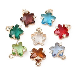 (52) Непрозрачная лаванда Латунь стекло кулоны, , с отделкой светло-золотистого тона, разноцветные, 12x10x7 мм, отверстие : 1.5 мм