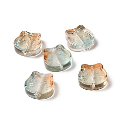 Оранжевый Прозрачные брызги, окрашенные распылением, кошка, оранжевые, 13.5x14x5 мм, отверстие : 1.2 мм