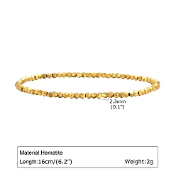 Runde Unmagnetische synthetischen Hämatit Stretch-Armbänder, golden, Runde, 6-1/4 Zoll (16 cm)