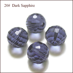 Темно-Синий К 9 стекло, имитация Австрийские кристаллические шарики, класс AAA, граненые, круглые, темно-синий, 6 мм, отверстие : 0.7~0.9 мм